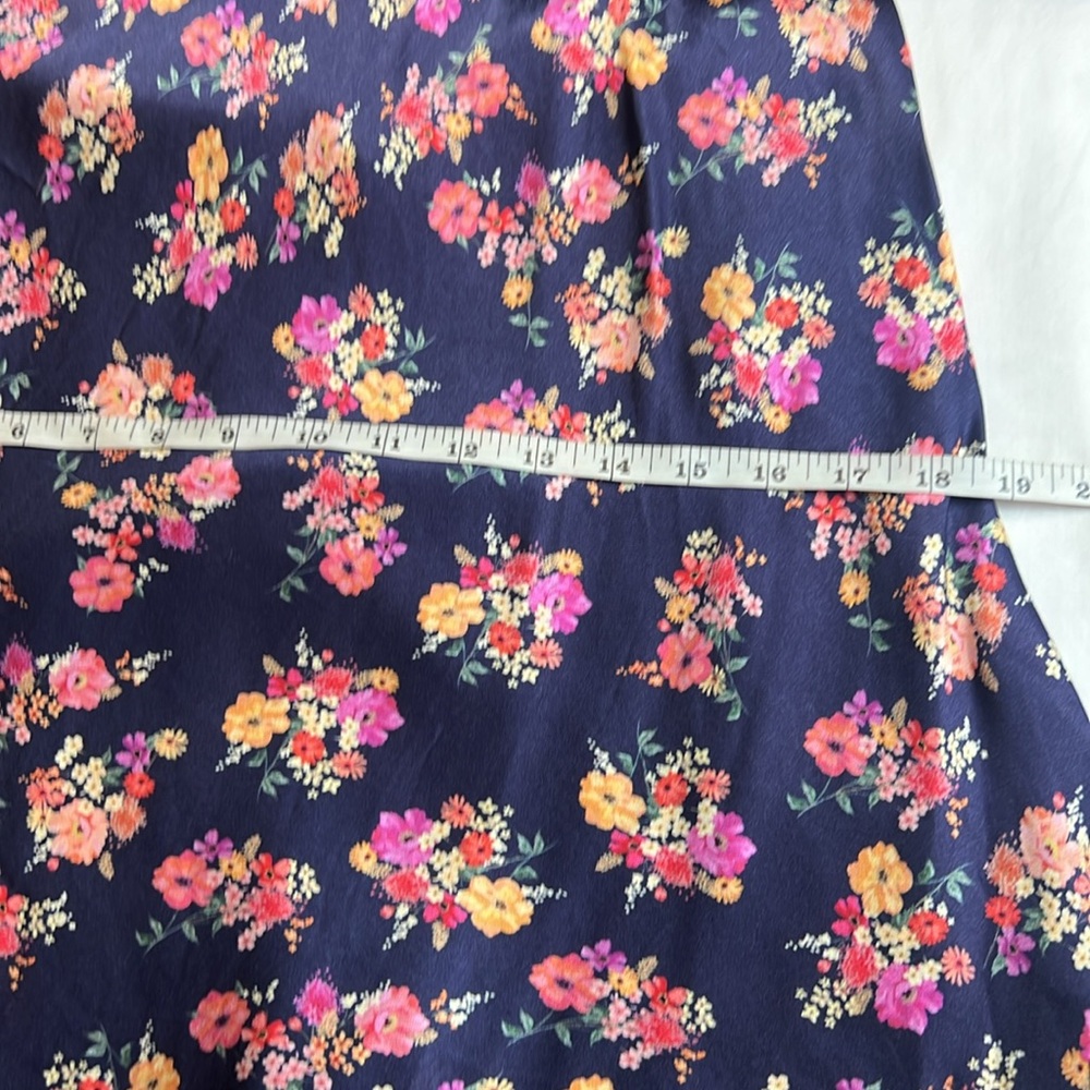 Floral Slip Chemise - Black with Pink Rose Print - Picture 4 of 10